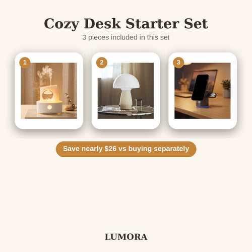 Lumora Cozy Desk Starter Set, all 3 included items